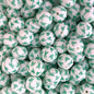 50pcs 15mm Blue Green Bird Print Silicone Beads