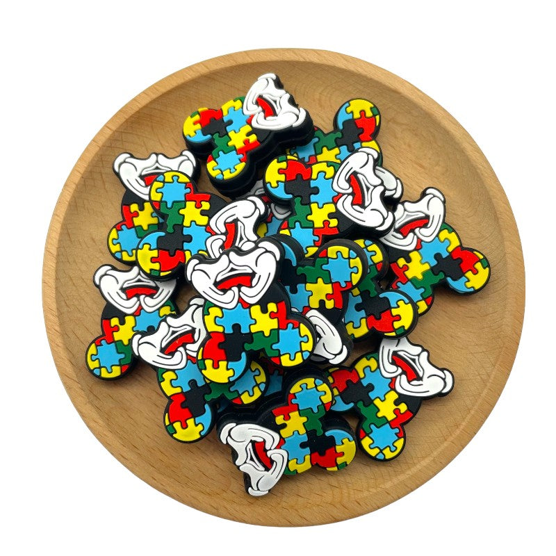 20pcs Silicone Focal Beads Blue Alien Character Large Ears Puzzle Pieces 2