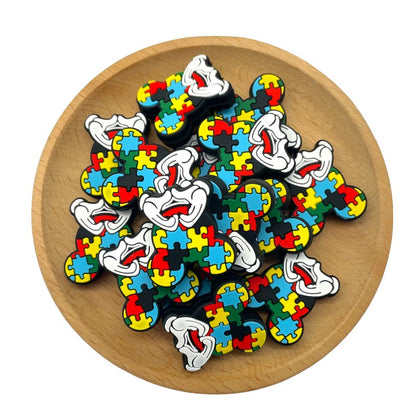 20pcs Silicone Focal Beads Blue Alien Character Large Ears Puzzle Pieces 2