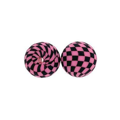 50pcs 15mm Printed Checkered Silicone Beads 4