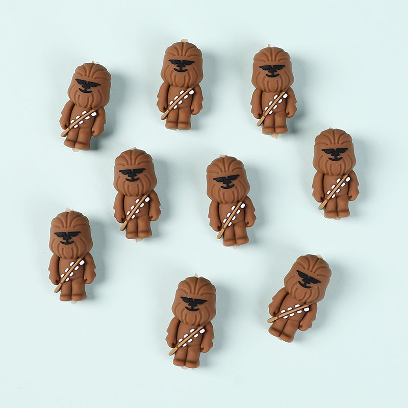 Silicone 3D Focal Beads Brown Alien Character Large Ears Side Profile