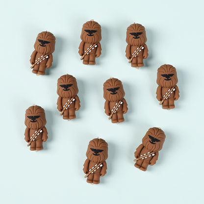 Silicone 3D Focal Beads Brown Alien Character Large Ears Side Profile