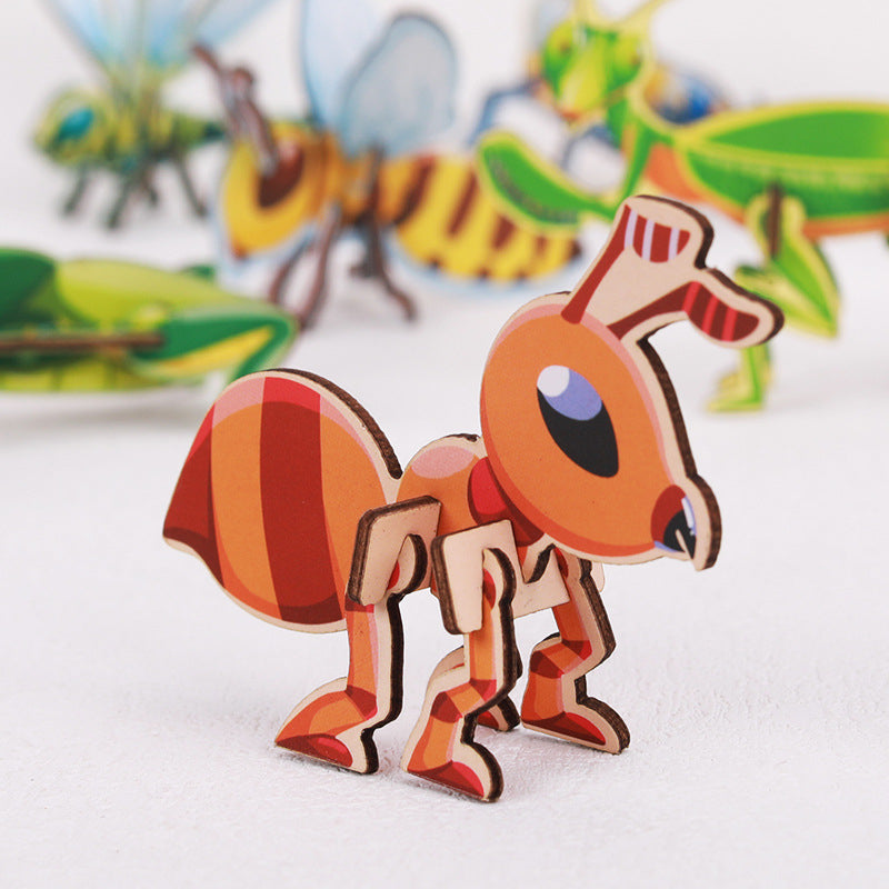 Wooden 3D Puzzle Educational Fun Insect Building Toy 4