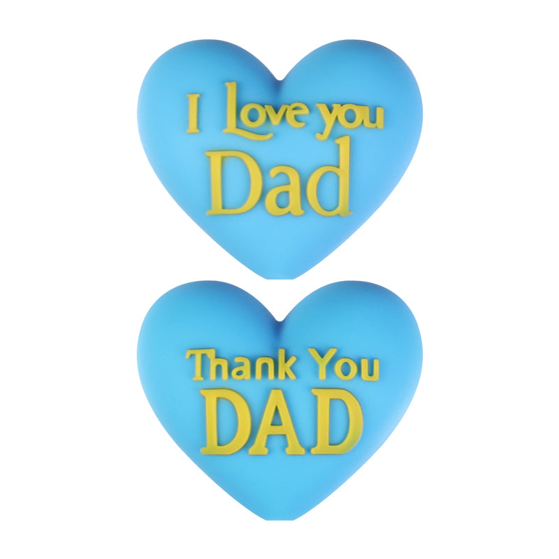20Pcs Silicone 3D Focal Beads Father's Day Heart Tie Bow Designs 10
