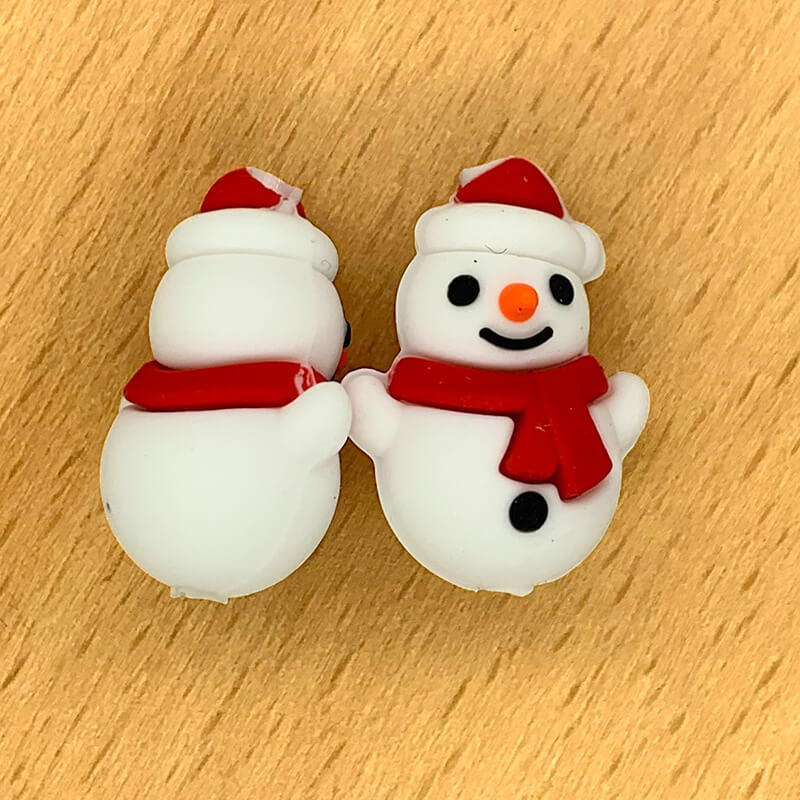 Silicone 3D Focal Beads Snowman Christmas Wearing Scarf and Hat