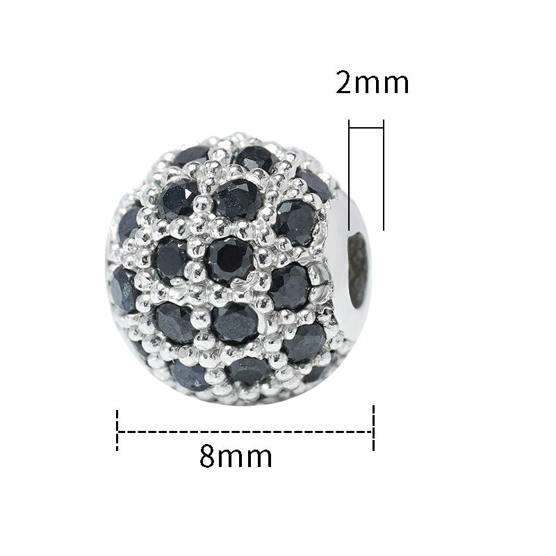 30pcs Fancy Zirconia Paved Brass Round Beads 17