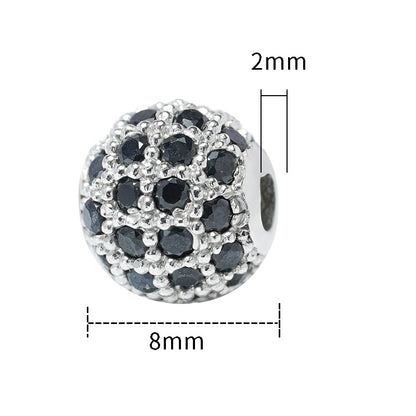 30pcs Fancy Zirconia Paved Brass Round Beads 17