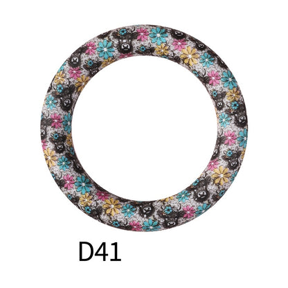 65mm Printed Silicone Beads Ring Shape Printed Design 47