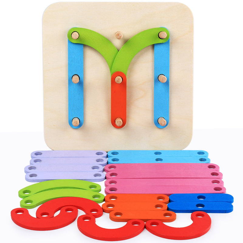 Wooden Montessori Toys Alphanumeric Shape Matching Puzzle 2
