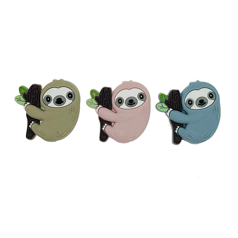 20pcs Silicone Focal Beads Sloth Clinging to Tree Branch