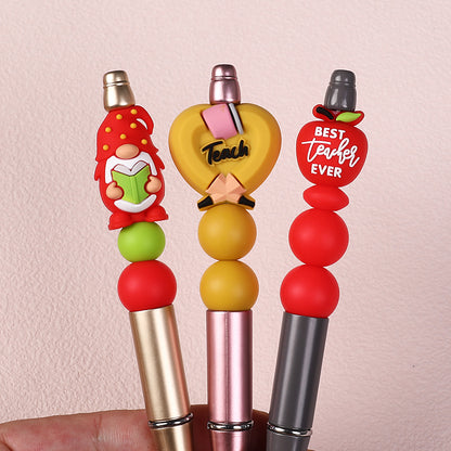 20Pcs Silicone 3D Focal Beads Teacher Series Pencil and Gnome Designs 5