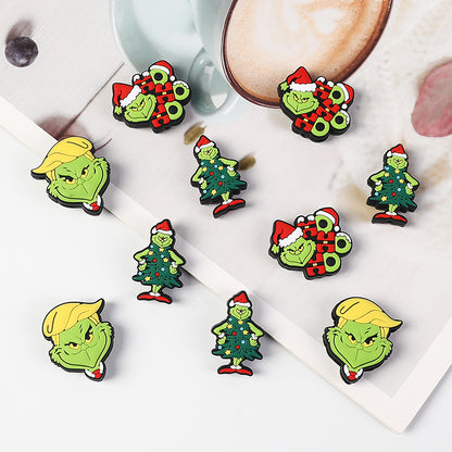 20Pcs Silicone 3D Focal Beads Green Furry Character Scowling Face 5