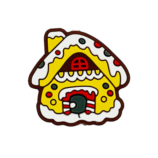 20pcs Silicone Focal Beads Christmas Gingerbread House Design