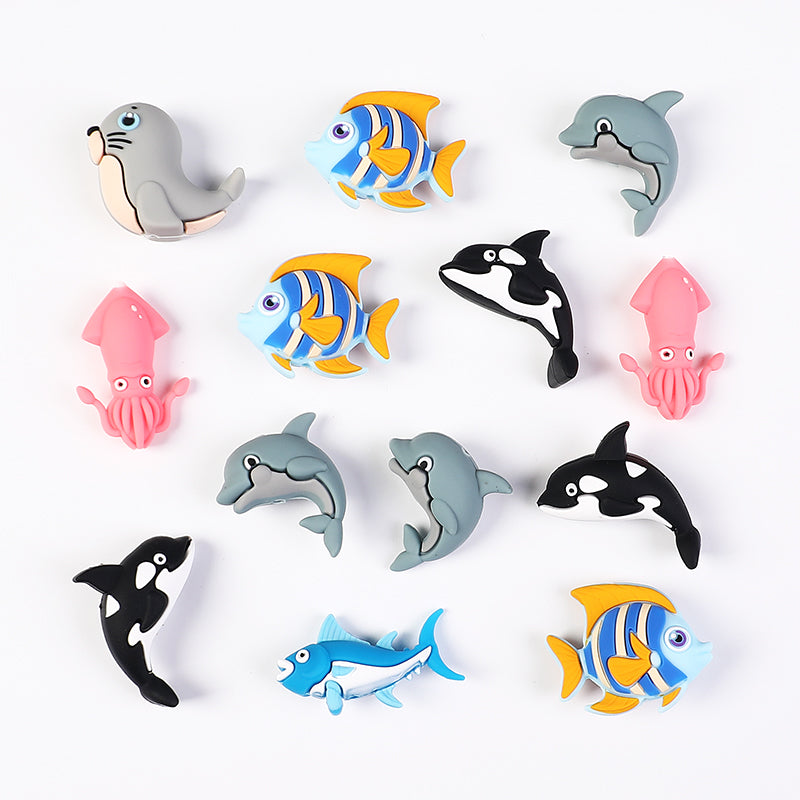 20Pcs Silicone 3D Focal Beads Ocean Animals Seal Dolphin Killer Whale 4