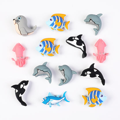 20Pcs Silicone 3D Focal Beads Ocean Animals Seal Dolphin Killer Whale 4