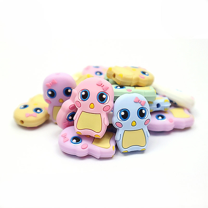 Silicone Focal Beads Cute Bowknot Little Duck Front Facing 3