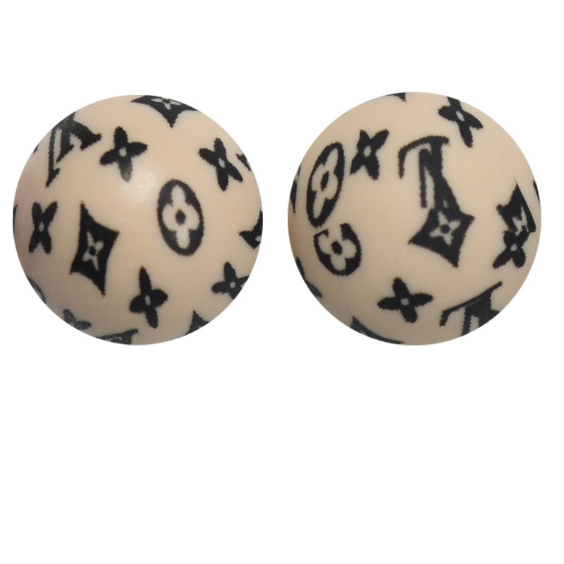 50pcs 15mm LV Silicone Beads Printed Design 4