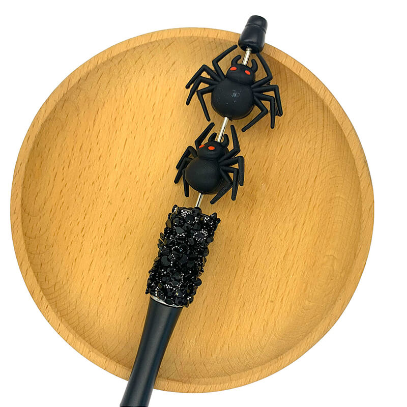 Silicone 3D Focal Beads Spider Halloween Red Eyes 2