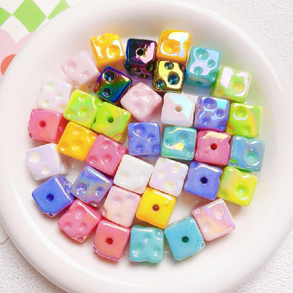 10pcs 14.5mm Light In The Dark Acrylic Cheese Cube Beads 4