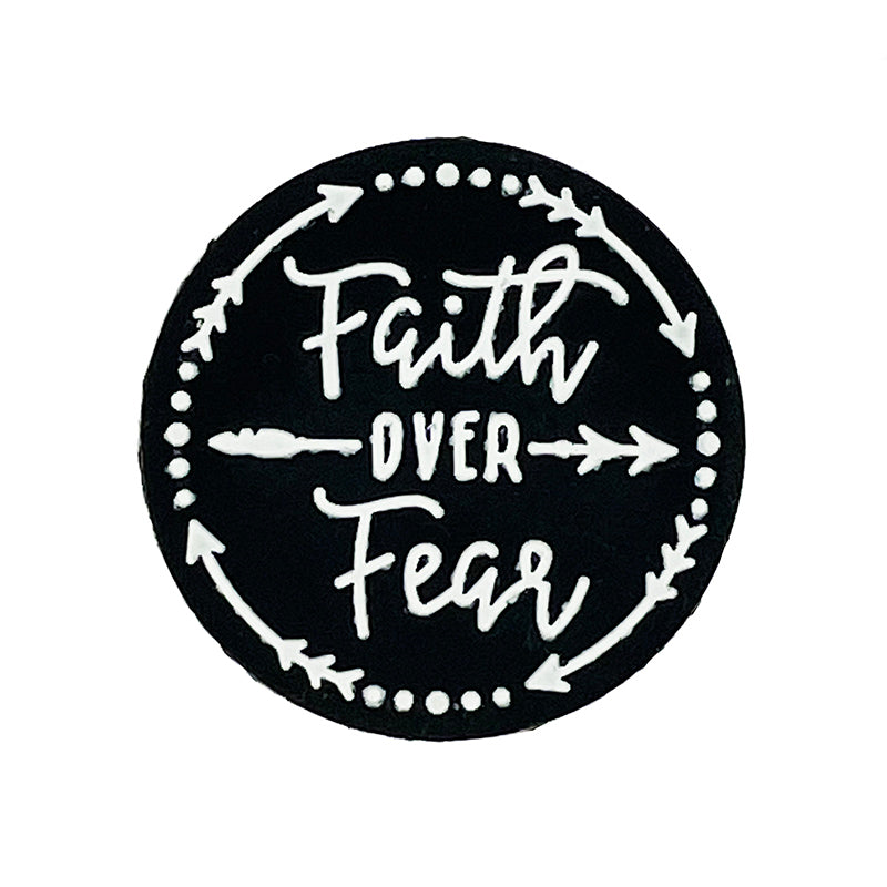 20pcs Silicone Focal Beads Faith Over Fear Printed Text Design 4
