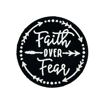 20pcs Silicone Focal Beads Faith Over Fear Printed Text Design 4