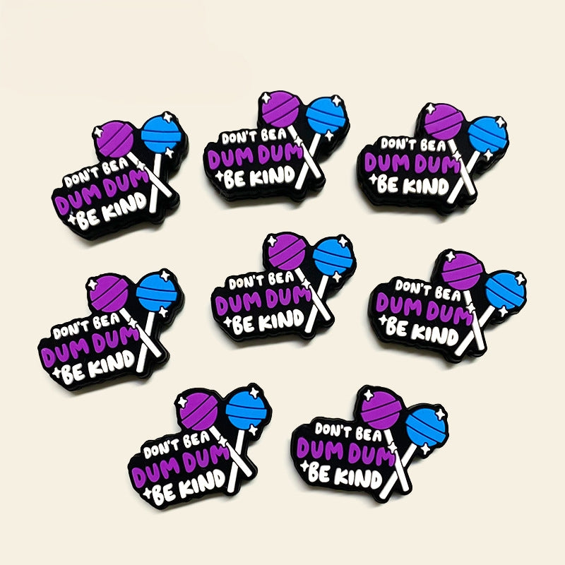 20Pcs Silicone Focal Beads Cartoon Simulation Lollipop With Text Design