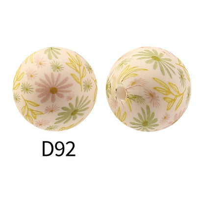 50pcs 15mm Rhombus Printed Silicone Beads Colorful Design 52