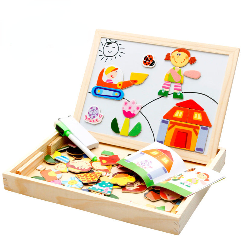 Wooden Magnetic Animal Double-Sided Drawing Board Montessori Toys 9