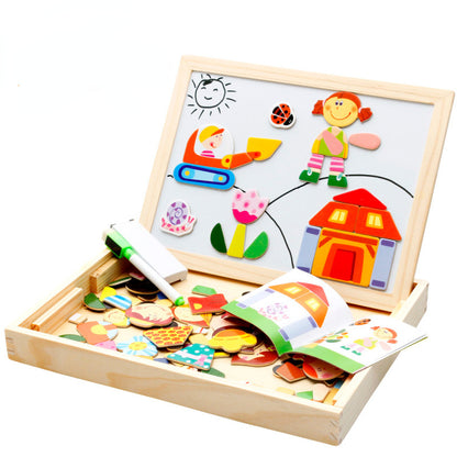 Wooden Magnetic Animal Double-Sided Drawing Board Montessori Toys 9