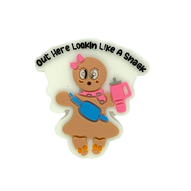 Silicone Focal Beads Gingerbread Girl Holding Mixer Out Here Lookin Like A Snack