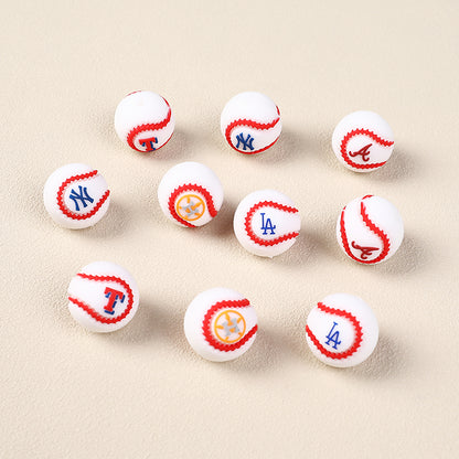 20mm 3D Silicone Focal Beads Baseball Team Front Facing 7