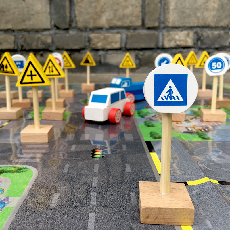 Wooden Montessori Toys Traffic Knowledge Blocks Educational Toy 3
