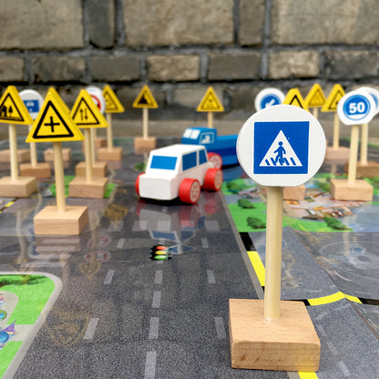 Wooden Montessori Toys Traffic Knowledge Blocks Educational Toy 3