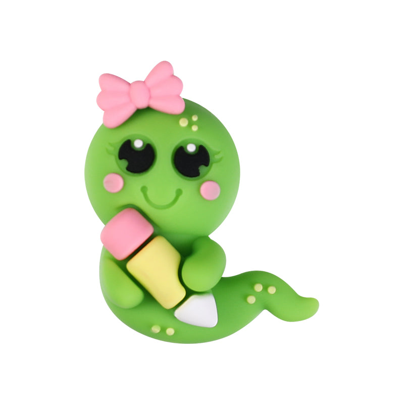20Pcs Silicone 3D Focal Beads Teacher Color Pencil Apple Bookworm Design 13