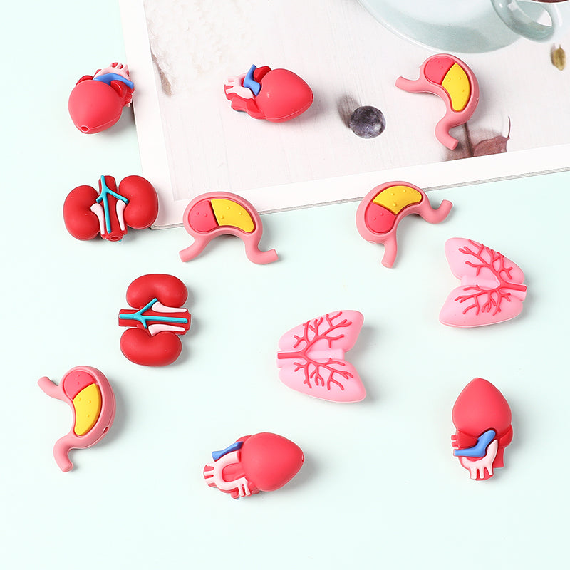 20Pcs Silicone 3D Focal Beads Cartoon Organs Detailed Design 4