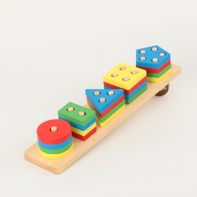 Wooden Geometric Montessori Toys Shape Sorting Educational Toy 4