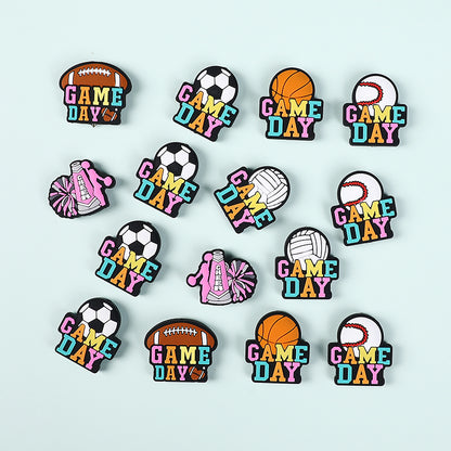 Silicone Focal Beads Ball Game Match Day Printed Text Design 5