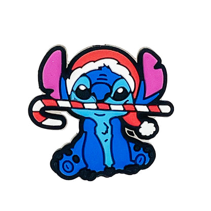 20pcs Silicone 3D Focal Beads Blue Alien Character Large Ears Wearing Red Santa Hat
