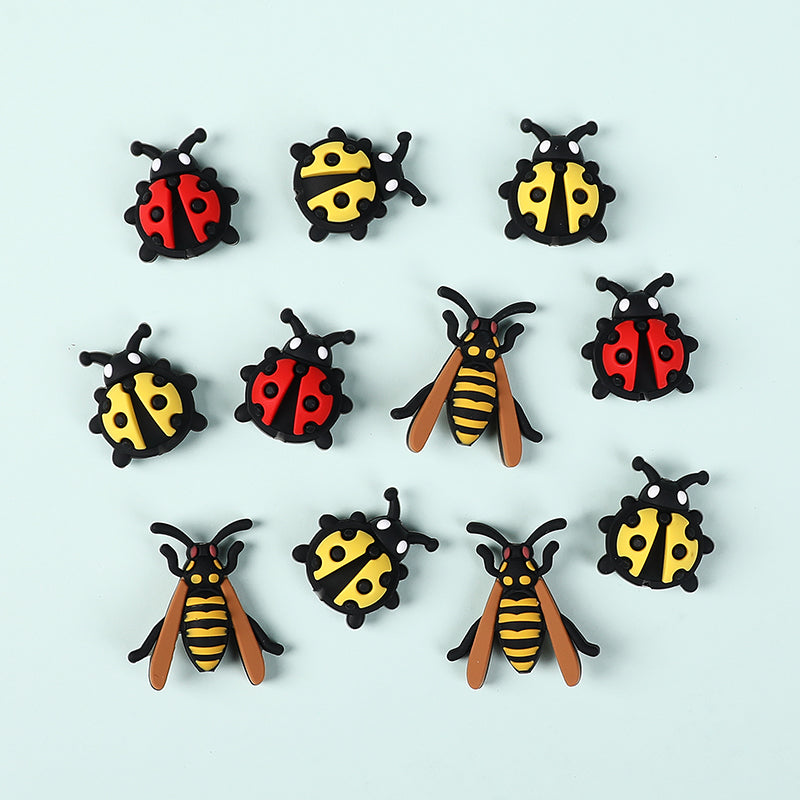 20Pcs Silicone 3D Focal Beads Ladybug Wasp Insect Design 5