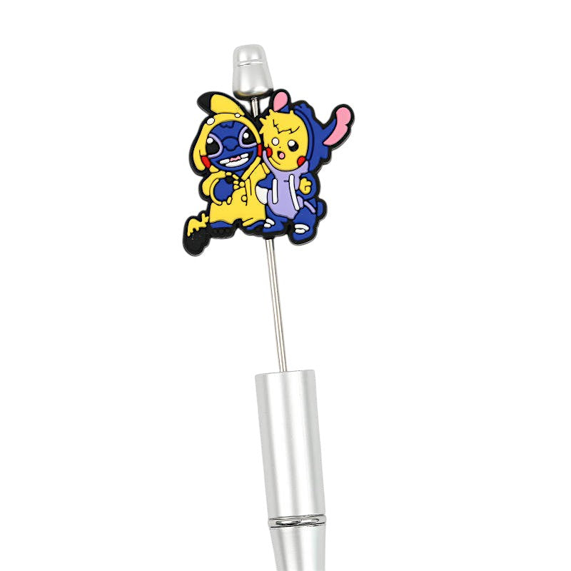 20Pcs Silicone Focal Beads Yellow Mouse Round Cheeks Lightning Tail and Blue Alien Character Large Ears Clothing 2