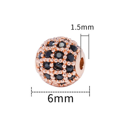 30pcs Fancy Zirconia Paved Brass Round Beads 26