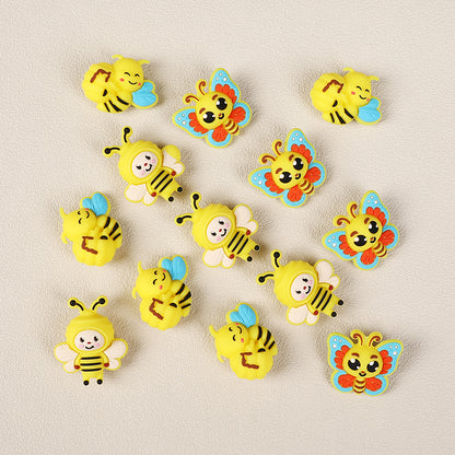 Silicone 3D Focal Beads Bee Butterfly with Smiling Faces 5