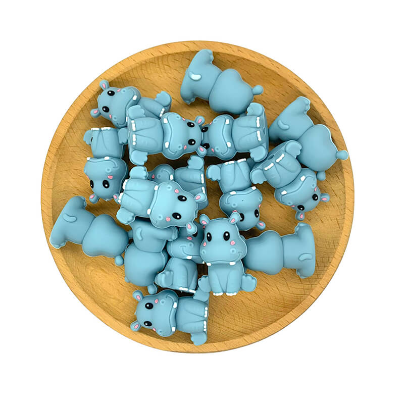 Silicone 3D Focal Beads Hippo Sitting Pose 2
