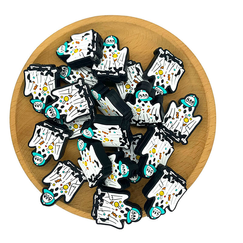 Silicone Focal Beads Boo Hat Candy Ghost Halloween Design 2