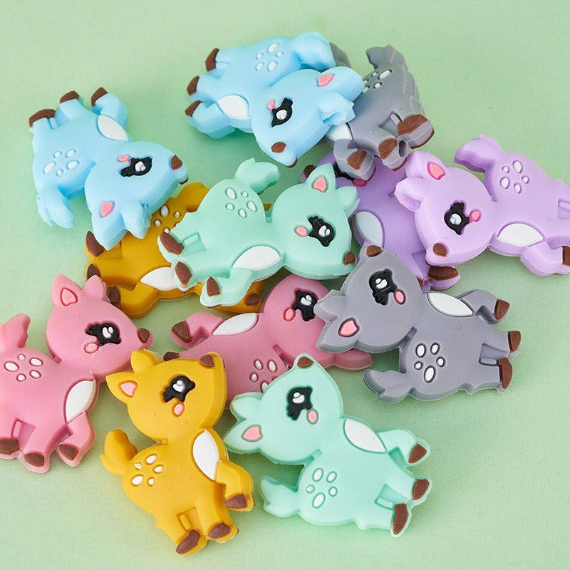 10pcs Silicone Focal Beads Deer Cartoon Cute Side Profile 3