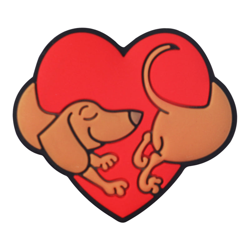 20Pcs Silicone Focal Beads Valentine Sausage Dog Heart Shaped Design 15