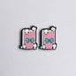 20Pcs Silicone Focal Beads Glow In The Dark Bow Panda With Blue Bow Detail
