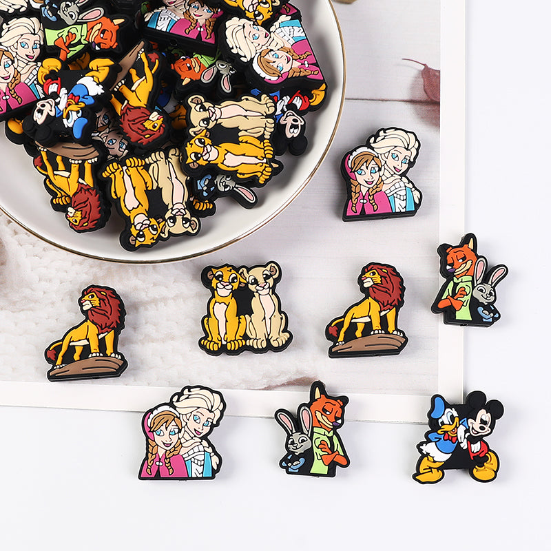 20pcs Silicone Focal Beads Blue Alien Character Large Ears and Round Ear Mouse Character