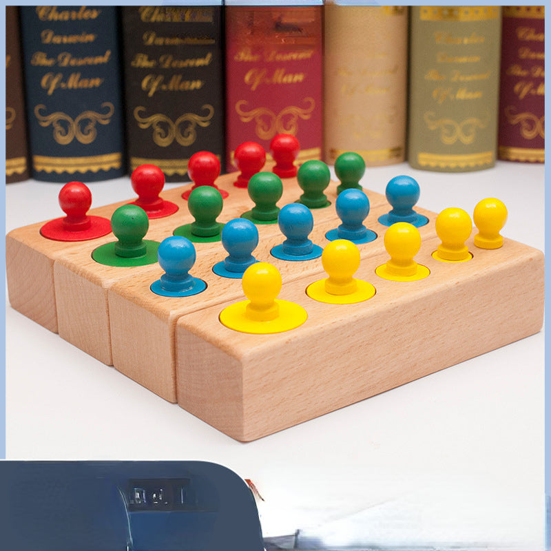 Wooden Montessori Toys Color Cognitive Socket Cylinder for Toddlers 4