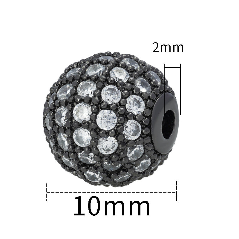 30pcs Fancy Zirconia Paved Brass Round Beads 9